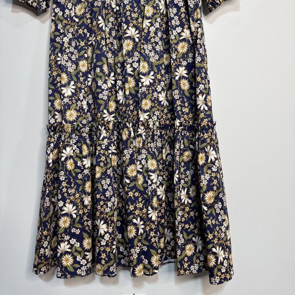 Cara Cara Hutton Dress in Millerfleur Evening Blue Yellow Floral Midi Size M - Picture 7 of 16